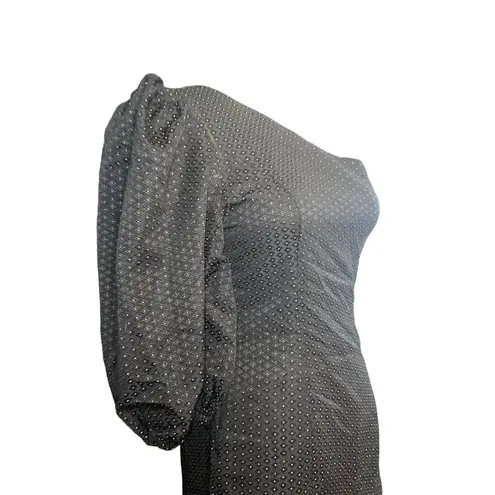 H:ours Elsa Dress in Black & White Small New Womens One Shoulder Cocktail