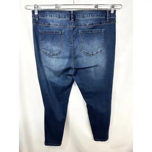 D. Jeans Plus Size 20W Skinny Jeans Denim Dark Wash Blue High Rise Stretch 804