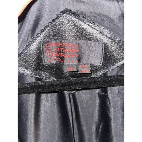 Women's Black Leather Trench Coat Size Medium Vintage Grunge Goth Matrix 90's