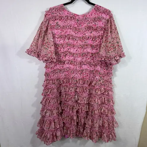 NEW Plus Size Ivy City Co Pink Floral Tiered Stacy Dress Size 16W Romantic