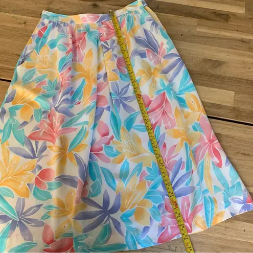 Jaclyn Smith Vintage Pastel Tropical Floral Print Skirt 12