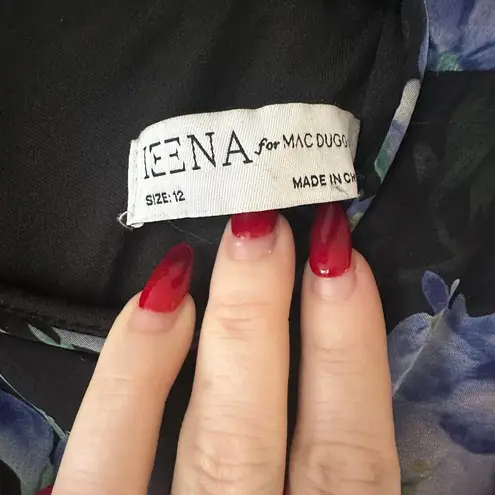 Mac Duggal Floral Cape Mini Shift Dress in Black Multi Size 12