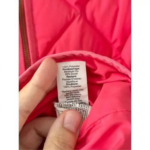J Crew Outdoor Down Vest Size Small Full Zip Hot Pink Quilted Puffer