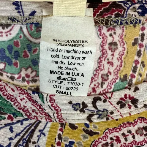 Paisley Boho Ruffle Hem Tunic Top Long Sleeve Flowy Multicolor Dressy Casual Yellow