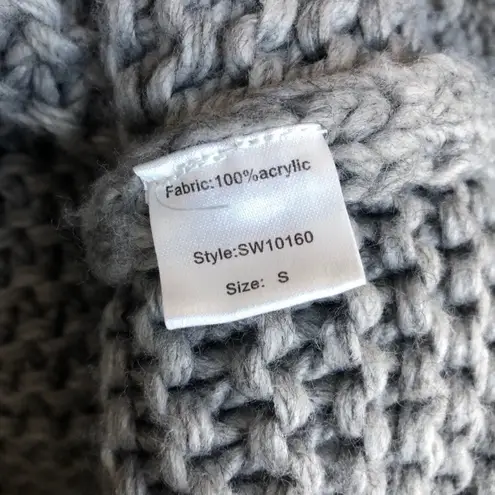 Elan Chunky Knit Cropped Vneck Sweater Grey S