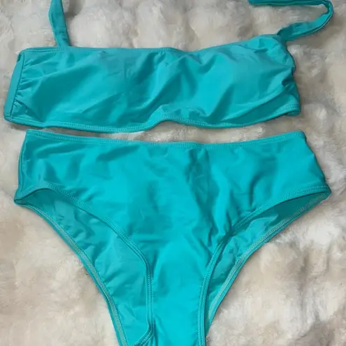 Vibrant Blue Bandeau Bikini Set with Cover Up 3 piece set Size M