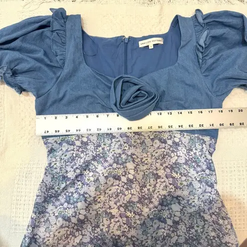 English Factory new large denim combo foral print maxi dress D4 3033