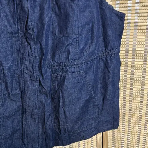 Woman Within Dark Blue Denim Zip and Snap Front Vest or Sleeveless Top 26/28 2X