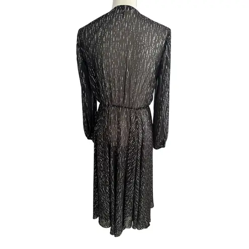 Maje Black Sheet Metallic Long Sleeve Black Maxi Dress Size 40 / US Large