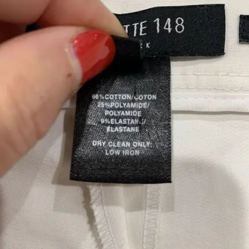 Lafayette 148 Size 0 Manhattan Pants Flat Front High Lo Ankle White Trousers