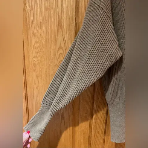 Free People  Allure Pull Over Deep V-Neck‎ Ribbed Sweater Taupe Brown Size Small - Image 11