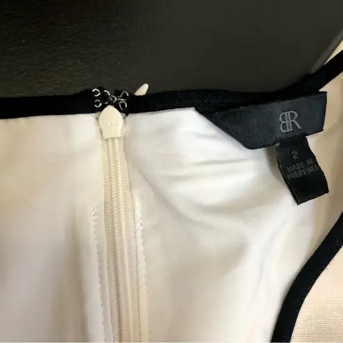 Brahmin Long Sleeve Mini Stretchy Bodycon Dress Sheath Cream Black Color Block 2