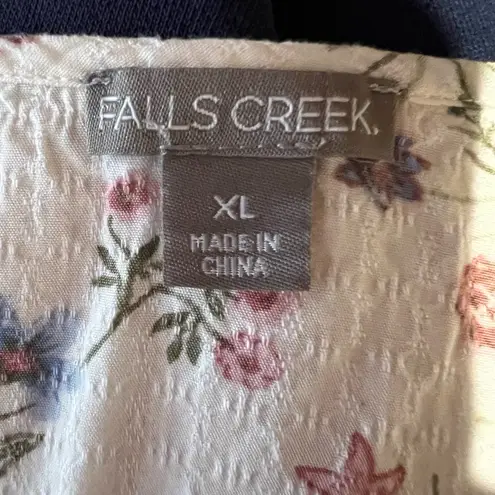 Falls Creek Women's XL Floral Print V-Neck High Low Top 3/4 Sleeve CottageCore