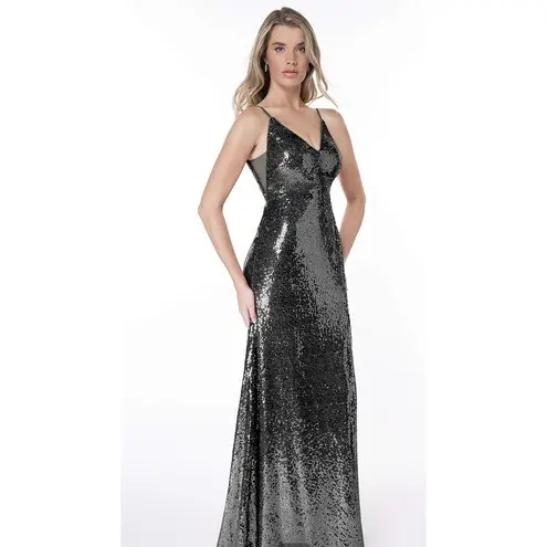 Azazie STELLAR Mermaid Sequin Floor-Length Dress Black Size A2 NWT Prom Formal