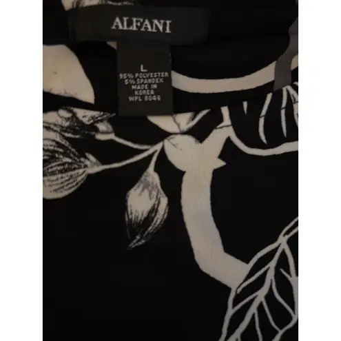 Alfani Floral Slip-On Dress – Size Large – Black with White & Pale Pink Accents