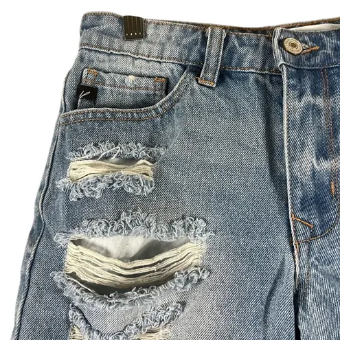 KanCan Bermuda Jean Shorts Womens XS Light Was Denim Distressed Boyfriend Grunge Blue