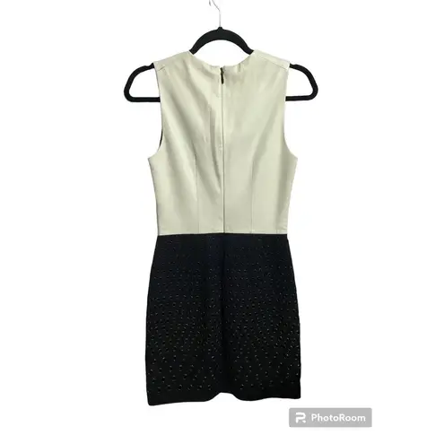 Robert Rodriguez Leather Knee Length Fit & Flare Color Block Dress Sleeveless