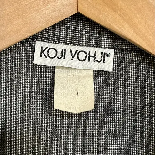 Koji Yohji Vintage Gray Faux-Tweed Blazer with Black Chiffon Puff Sleeves