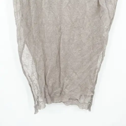 Christopher Fischer Womens Beach Cover Up Sheer Linen Metal Blend Tunic Top M/L Tan Size M