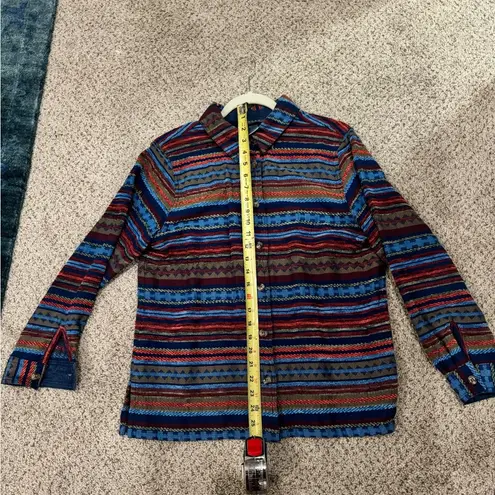 Koret Petite Southwestern Aztec Stripe Shacket Jacket Button Down Shirt Boho Fall Capsule M Multiple Size M
