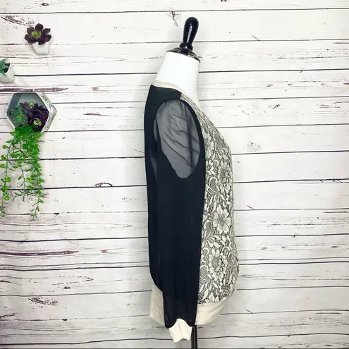 Camilla Tree Sheer Sleeve Lace Cardigan Size Small Black & Cream