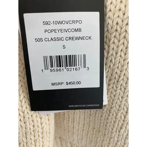 RE/DONE $450 NWT x POPEYE 50s IVORY CLASSIC CREWNECK SWEATER SZ SMALL