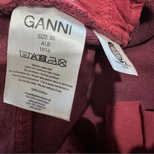 Ganni Colored Washed Denim Mini Skirt red/maroon EUC