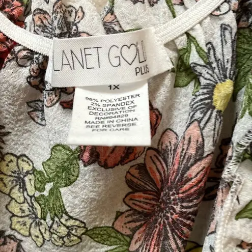 Planet Gold 2/$12 Women’s Plus Orange Floral Print Ruffle Loose Fit Blouse 1X