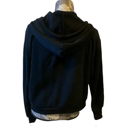 Bebe  Black Hooded Zip Up Sweatshirt size large