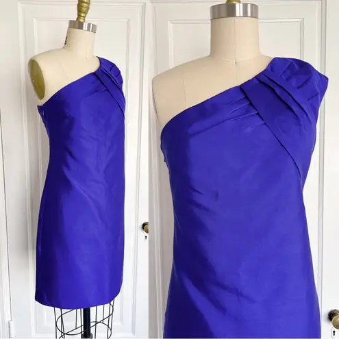 Reiss • Tamsin Dress one shoulder shift cocktail royal blue purple draped mini