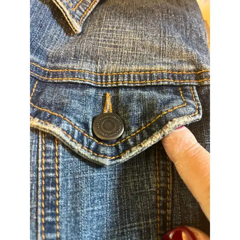 LOFT Ann Taylor Petite Denim Jacket Classic Trucker Style Womens 10P A103 Blue