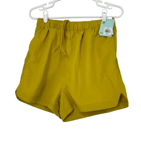 DSG NOTCHED WOVEN SHORTS GROUNDED YELLOW DRAWSTRING WAIST WOMENS SIZE SMALL