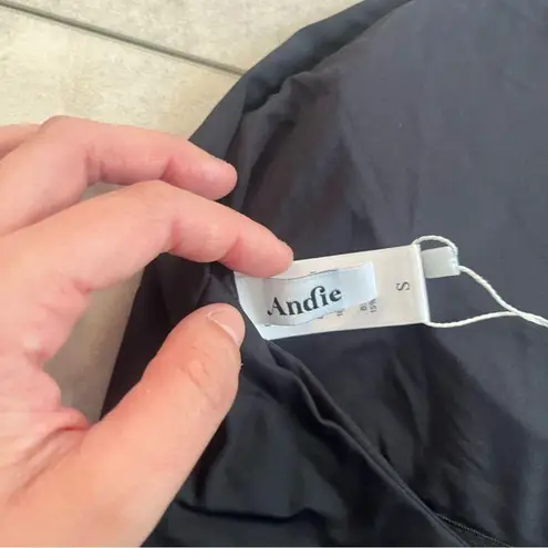 ANDIE NWT Swim Black Luzon One Piece Small Halter Open Back Dramatic Minimalist