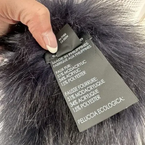 Club Monaco Faux Fur Pull Through Scarf Black Collar Stole