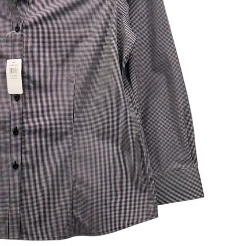 Foxcroft Gingham Button Up Shirt Black White XL