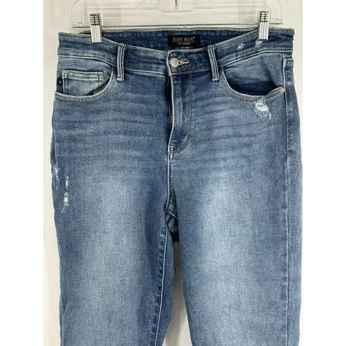 Judy Blue Slim Fit Tapered Jeans Medium Wash Size 29 Distressed