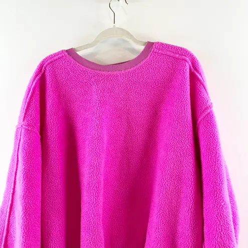 Pilcro Crewneck Sherpa Fleece Long Sleeve Sweatshirt Pink 1X