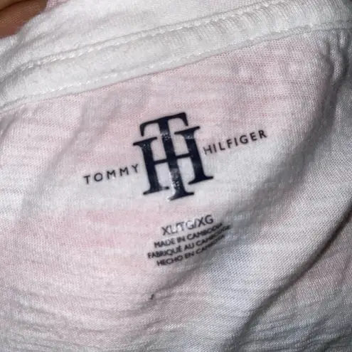 Tommy Hilfiger  Nautical Striped Short Sleeve Graphic T-shirt Navy Blue Pink XL