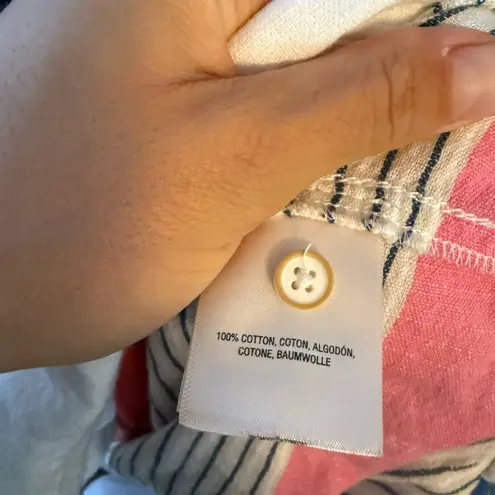 Holding Horses Anthropologie Cotton Striped Oversized Coastal Button Down