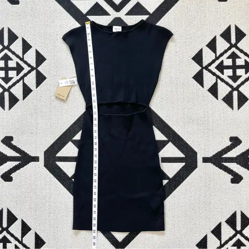 Wilfred Free Cut Out Ribbed Knit Sweater Mini Dress in Black Medium