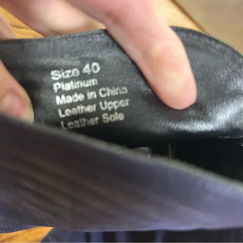 Velvet Angels | Platinum Blue Leather Ruched Front Island Platform Heels Size 9