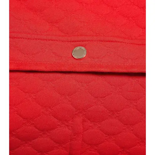 Isaac Mizrahi Live! Quilted Knit Jacquard Long Jacket Rich Red 3X Lightweight