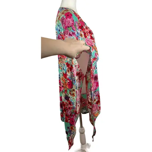 Umgee ‎ Floral Kimomo Cardigan Size S/M Feminine Colorful Flowy