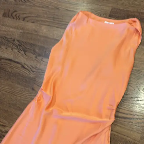 NIA the label NWOT satin ruched Sleeveless maxi Dress, M Orange Size M