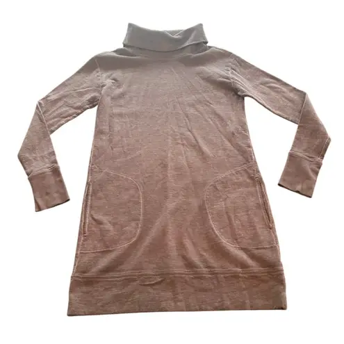 Athleta ⭐️  Eco Wash Turtleneck Sweatshirt‎ Dress Grey Thumb Holes Womens Small