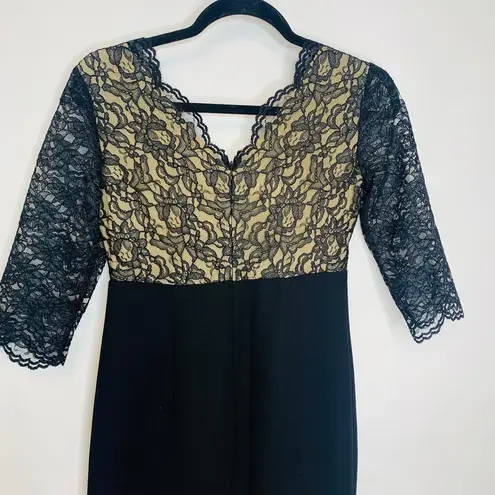 NWOT Vintage Cocktail Dress Lace Black Sleeves Sz 2 Petite