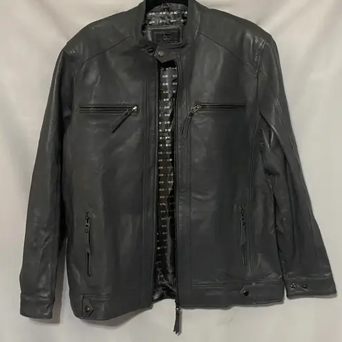 EAST INDIA LEATHER CO WO SIZE XL GRAY Leather Jacket with Zipper Details EUC