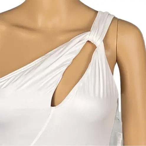 Carmen Marc Valvo “One shoulder, One-Piece- Twisted Tides White”. Size 6. NWOT