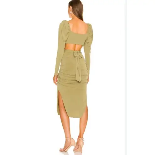 Majorelle Revolve Darla Midi Dress Women's Size S Olive Green Cut Out Party NWT