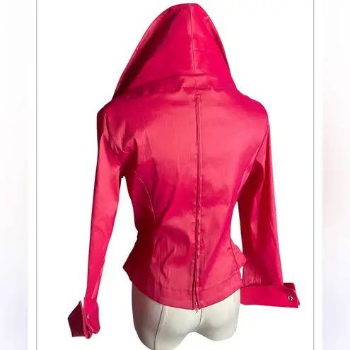 Tadashi Shoji Tadashi Hot Pink Satin Draped Wrap Blouse Top - Dramatic Collar - Size
10